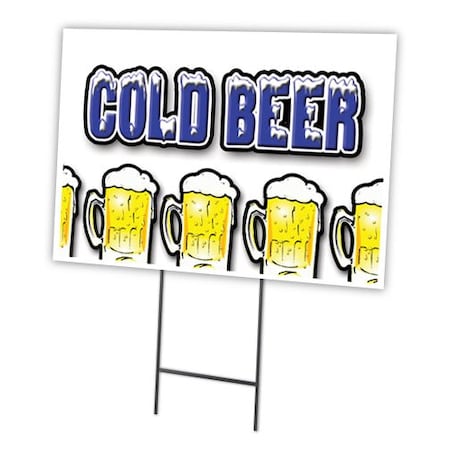 Signmission Cold Beer Yard Sign & Stake outdoor plastic coroplast window, C-1216 Cold Beer C-1216 Cold Beer